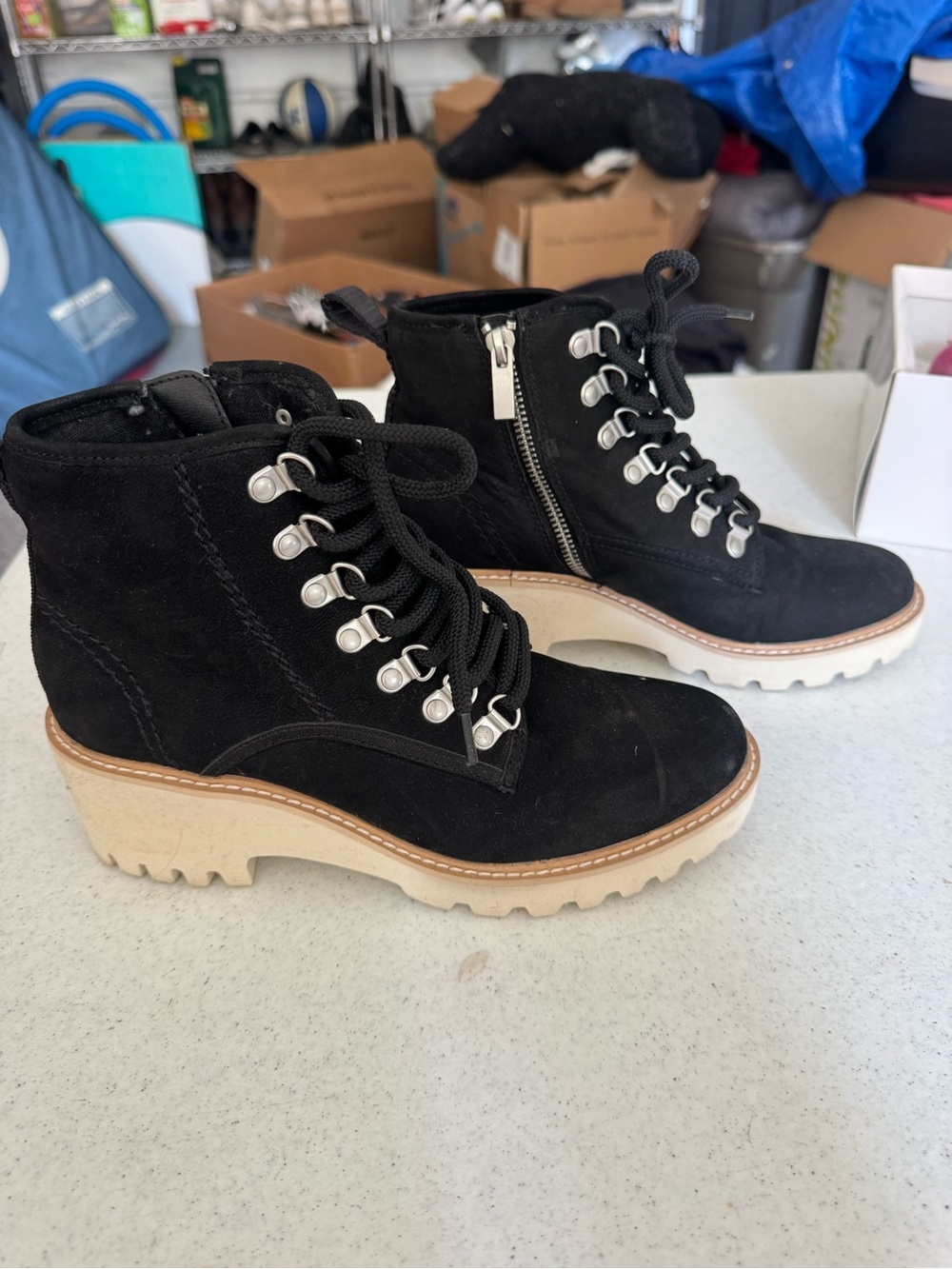 DOLCE VITA Women's Black Suede Lace-Up Ankle Boots